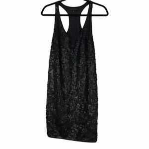 ELISE OVERLAND Black Sequin Racer Back Mini Dress
